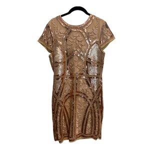 Lulu's Rose Gold Sequin Embellished Sheath Mini Dress
